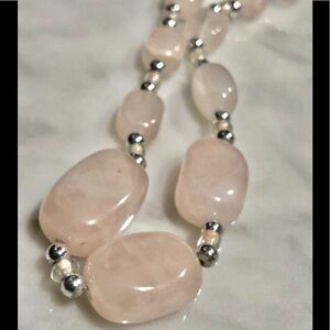 Tumbled Rose Quartz Graduated Stone Necklace